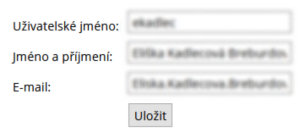 Aktuální údaje o uživateli